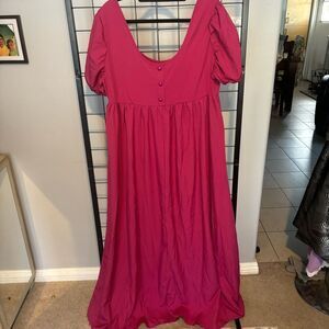 Pink Puff Sleeve Dress with Empire Waist NWT *measures to size XL*